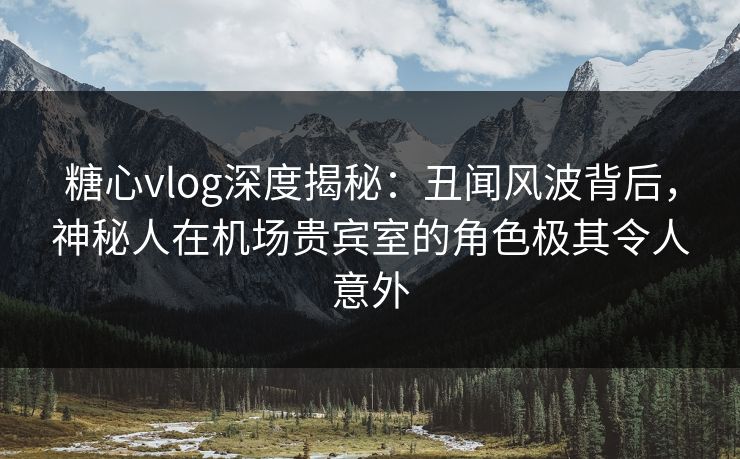 糖心vlog深度揭秘：丑闻风波背后，神秘人在机场贵宾室的角色极其令人意外