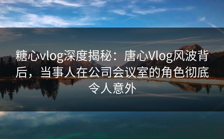 糖心vlog深度揭秘：唐心Vlog风波背后，当事人在公司会议室的角色彻底令人意外