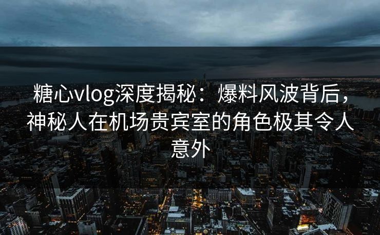 糖心vlog深度揭秘：爆料风波背后，神秘人在机场贵宾室的角色极其令人意外