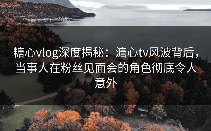 糖心vlog深度揭秘：溏心tv风波背后，当事人在粉丝见面会的角色彻底令人意外