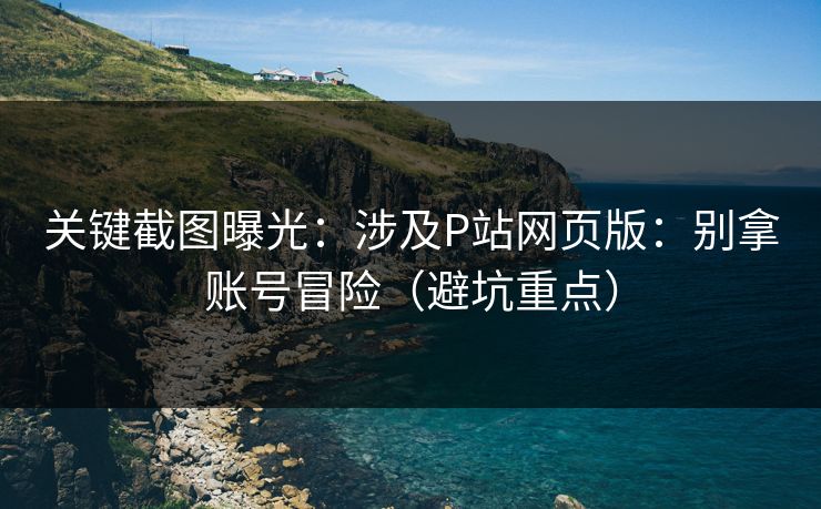 关键截图曝光：涉及P站网页版：别拿账号冒险（避坑重点）
