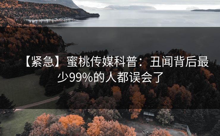 【紧急】蜜桃传媒科普：丑闻背后最少99%的人都误会了