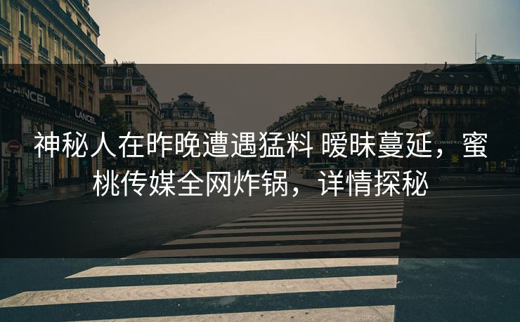 神秘人在昨晚遭遇猛料 暧昧蔓延，蜜桃传媒全网炸锅，详情探秘