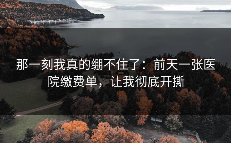那一刻我真的绷不住了：前天一张医院缴费单，让我彻底开撕